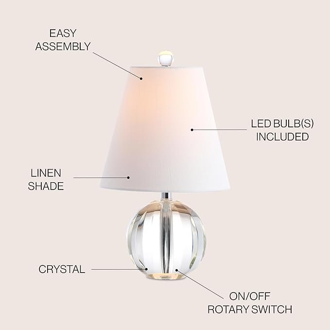 Crystal LED Table Lamp – Glam Design with Metal Accents