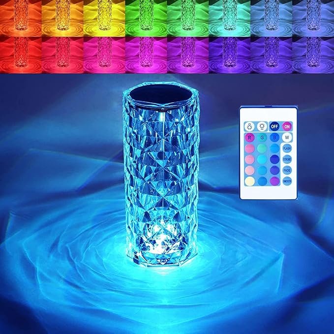 Crystal Table Lamp – RGB Color Changing LED Night Light