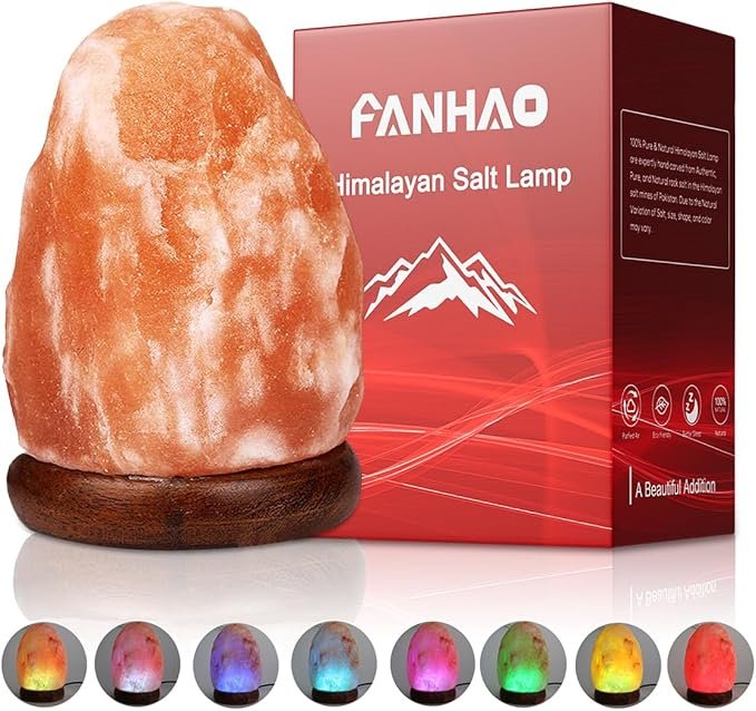 Fanhao Himalayan Salt Lamp with Color Changing – Natural Crystal Salt Light Glow, Handcrafted Night Light