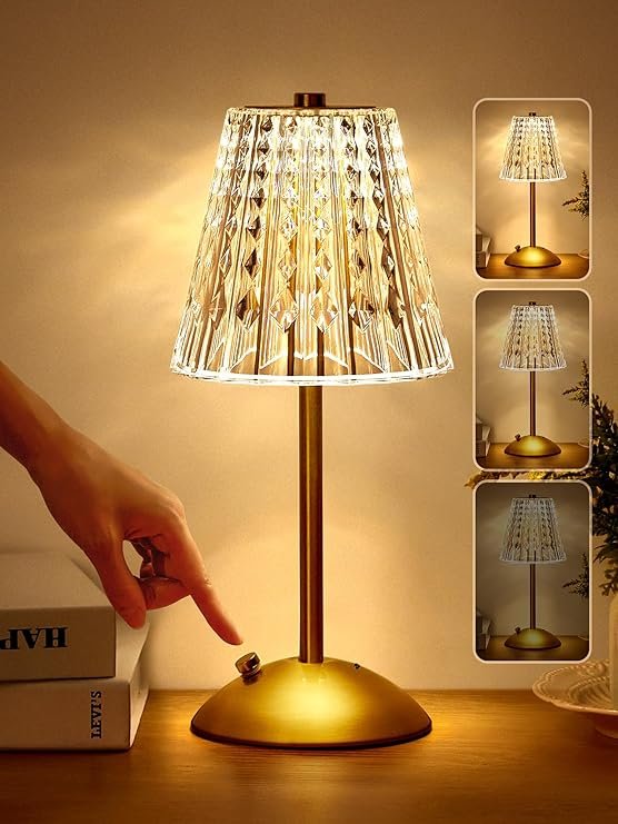 Cordless Rechargeable Lamp – Dimmable Crystal Ambient Light