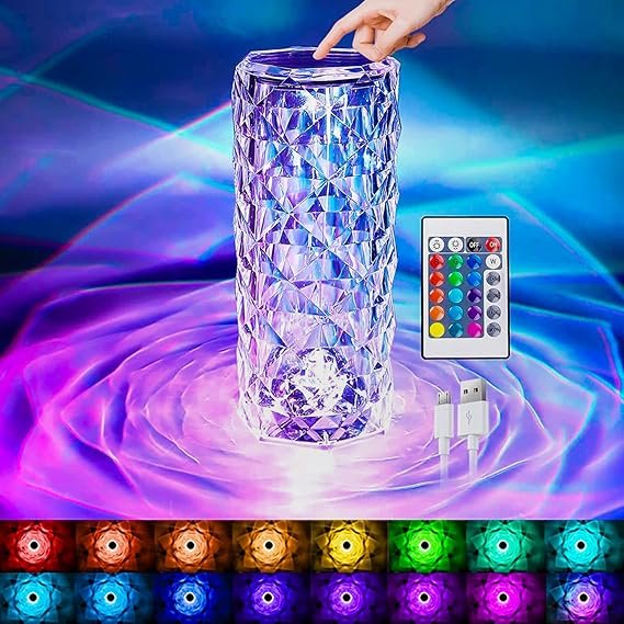 Crystal Table Lamp – RGB Color Changing LED Night Light